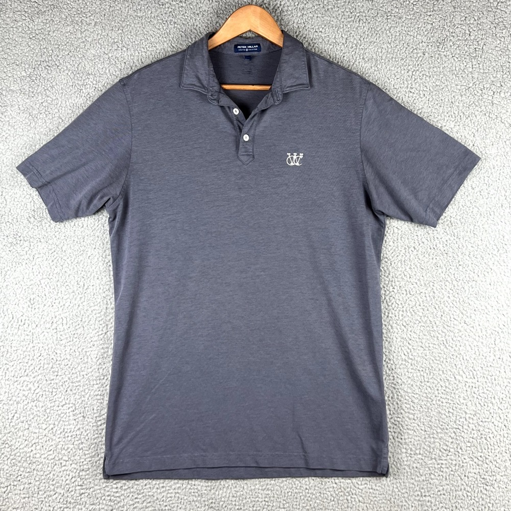 Peter Millar Polo Shirt Mens Large Grey Blue Jersey Performance Crown Crafted - Picture 1 of 11